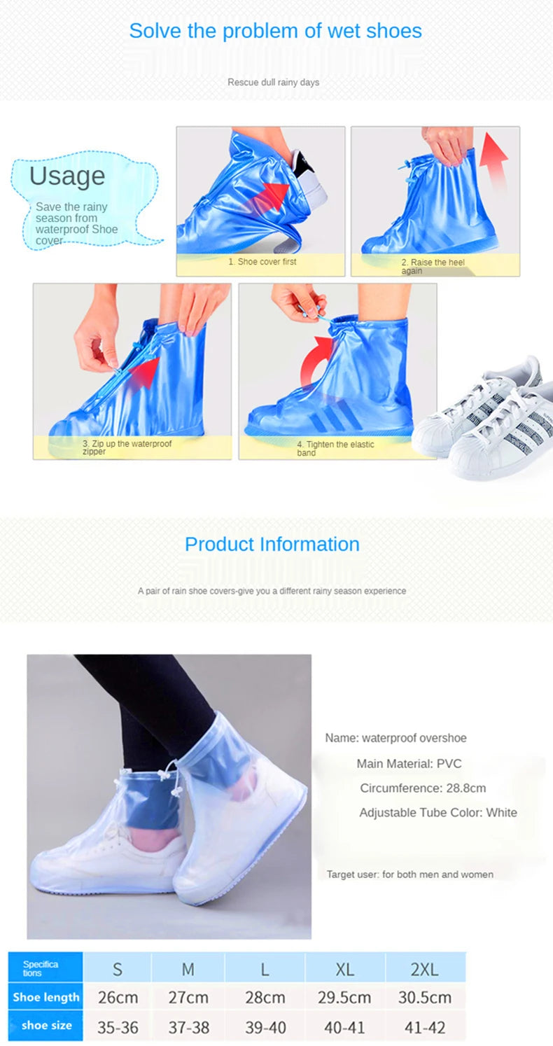 Waterproof Shoe Cover Men Women Silicone Shoes Protectors Rain Boots for Indoor Outdoor Rainy Reusable outdoor shoe Cover 1Pair