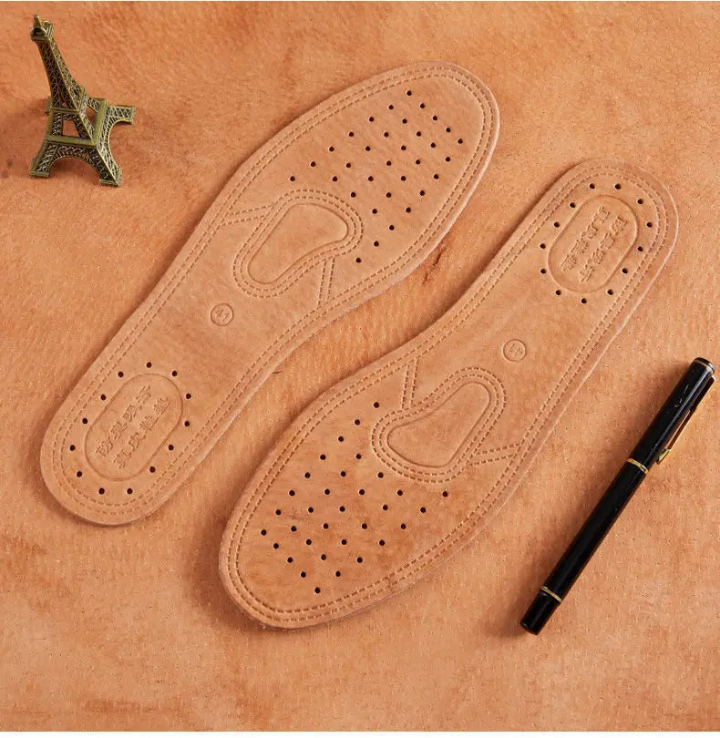 Real Cowhide Insole Leather Shoes Boots Shoe Inserts Soft Breathable Deodorant Anti-slip Template Shock Absorbing Insoles Sole