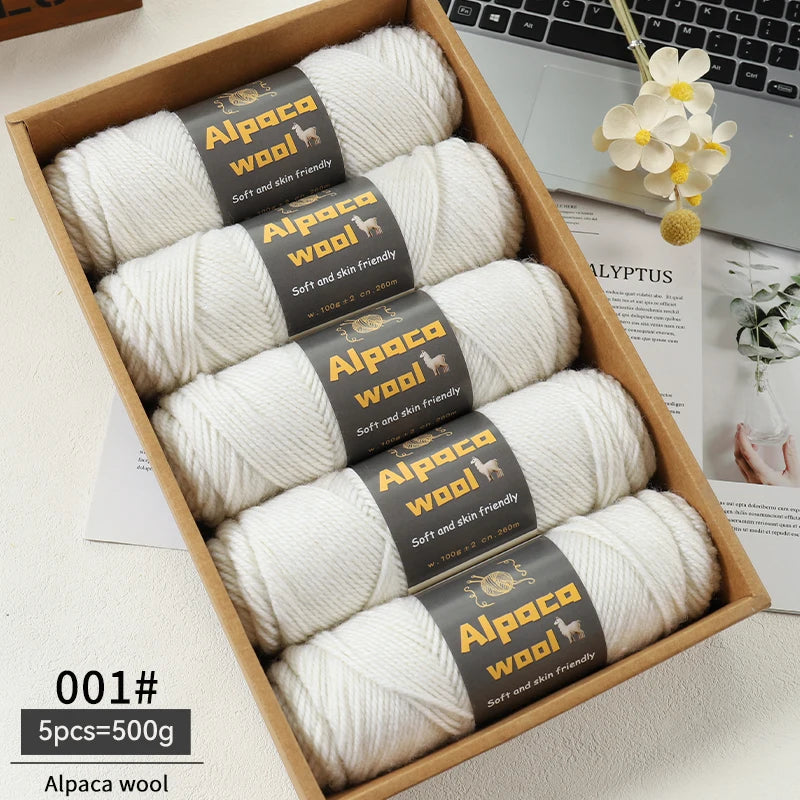 500g Alpaca Wool 245 Chunky Knitting Yarn Multi-Color Autumn and Winter Fashionable Gift for Men and Women DIY Knitting Material Kit for Warm Sweaters, Coats, Scarves, Hats, Gloves, Leg Warmers, Knee Pads Yarn Balls 5Pcs/Pack
