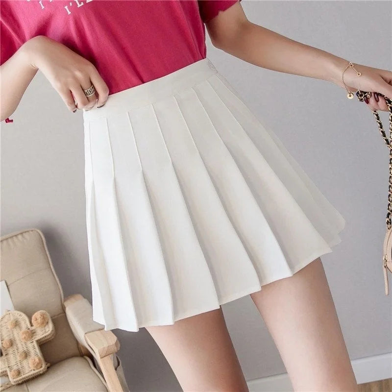 2025 High Waist Skirt Womem Solid Black Preppy Pleated Mini Skirt Summer Fashion Korean A-Line Short Skirt Girl Y2k Cute Skirt