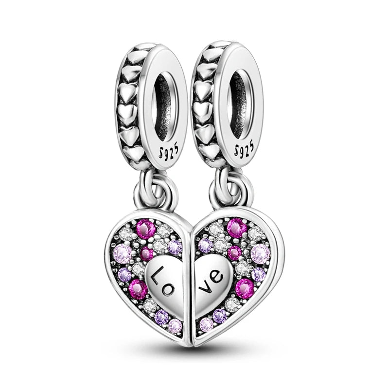MULA Pink 925 Sterling Silver Charms Pendant Perfume Dreamcatcher Heart Love Beaded Fit Original Bracelet Women DIY Jewelry Gift