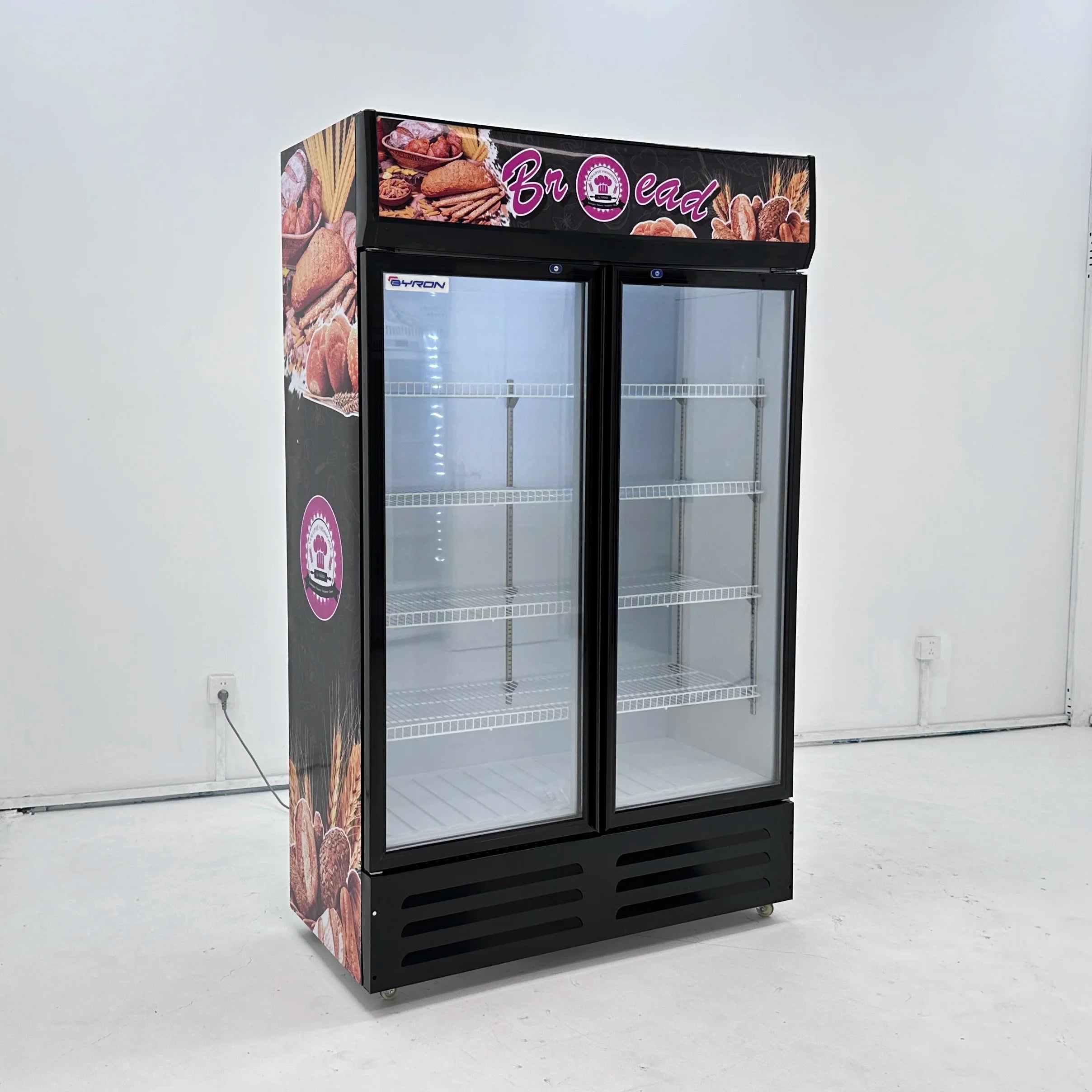 Commercial Single-Temperature Display Refrigerator, Glass Door Beverage Cooler for Drinks & Beverages with Adjustable Shelves