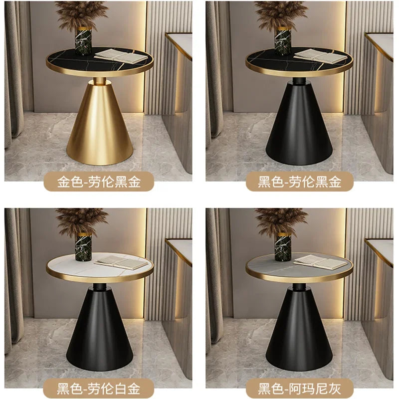 Luxury Round Side Table with Marble Top and Metal Base Modern End Table for Small Space Living Room Bedroom Hotel Use