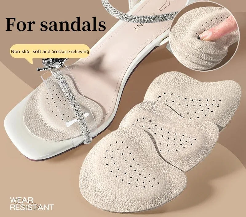 4PCS Sandals Anti-slip Stickers Leather Forefoot Pad Women High Heels Pain Relief Insert Insoles Toe Cushion Foot Care Shoes Pad