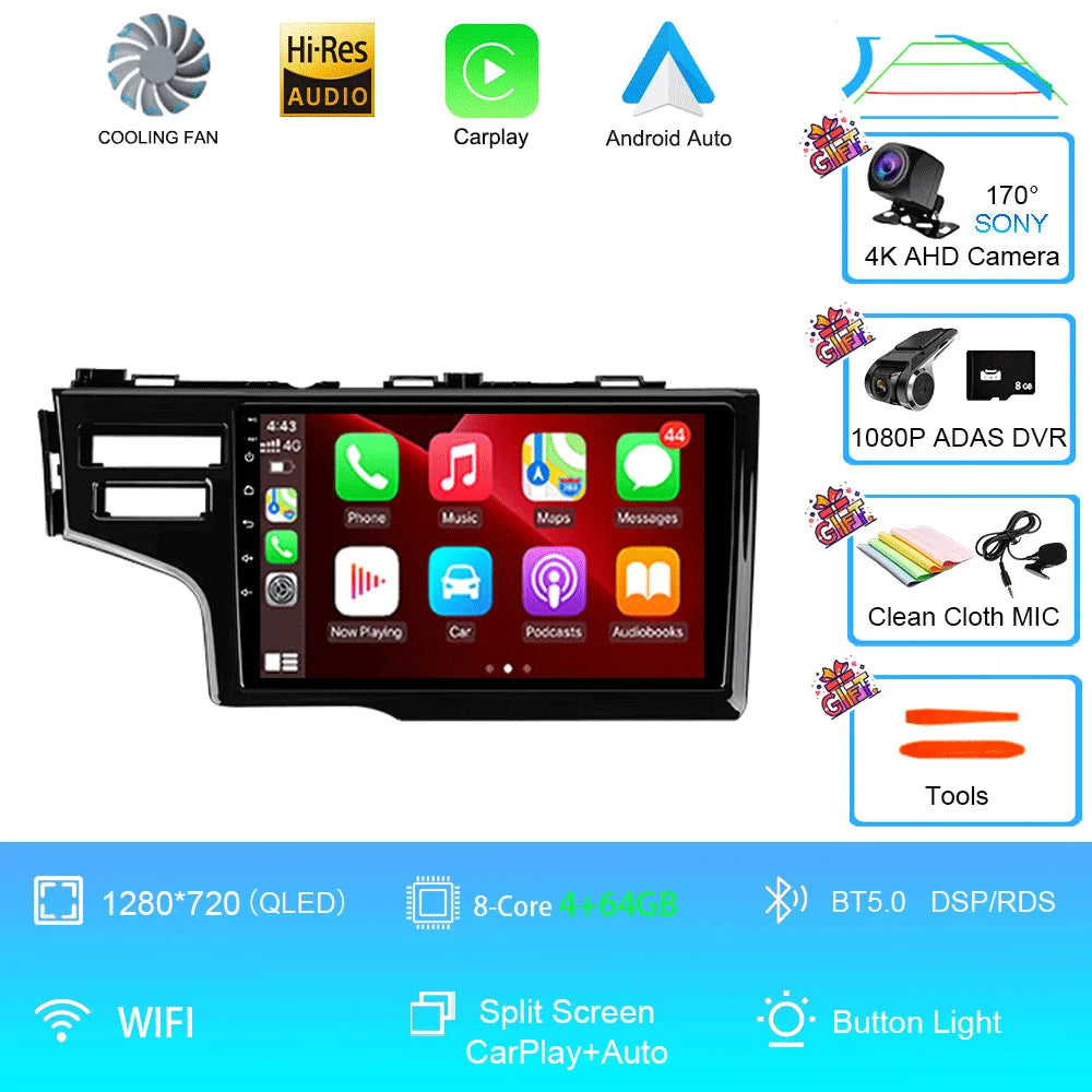 For Honda Fit Jazz 2014 2015 2016 2017 Autoradio GPS Stereo 2din Head Unit Carplay Auto Multimedia Player Car Radio