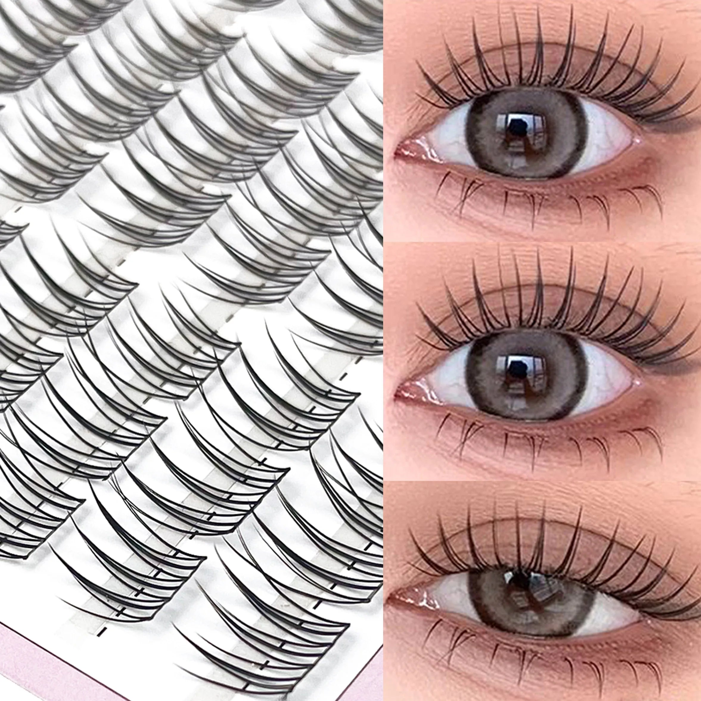 1/box 120 bundles Mink False Eyelash Natural Fishtail Lash 3D Russian Individual Eyelash Extension Cluster Makeup Tool Wholesale