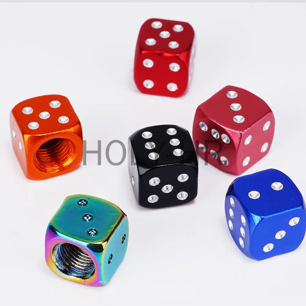 Aluminum Dice Tire Valve Caps Dustproof Car Truck Motocycle Bike Dice Wheel Stem Tyre Tire Wheel Stem Air Valve Dust Cap Cover