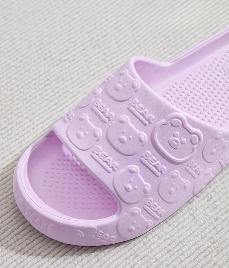 Couple Printting Cute Bear Women Slippers Summer Indoor Soft Cartoon Sandals Bathroom Anti-slip Outdoor Comfy Men Leisure Shoes