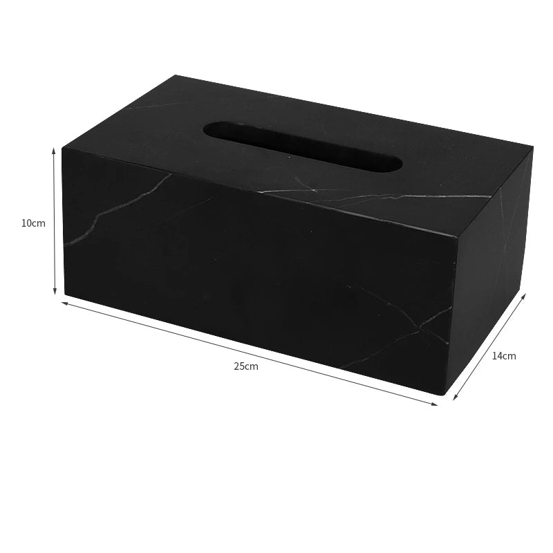 Factory Outlet 25x14x10CM Cuboid Natural Marble Stone Big Tissue Box Storage Organization Case