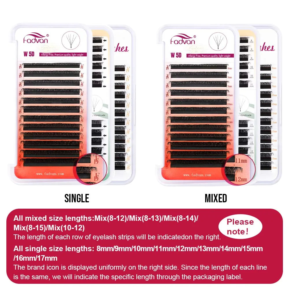 FADVAN YY/3D/4D/5D/6D W Shape Lashes M/C/D Curl Premade Volume Fans Faux Mink Eyelashes Brazilian Volume Natural Soft YY Lashes