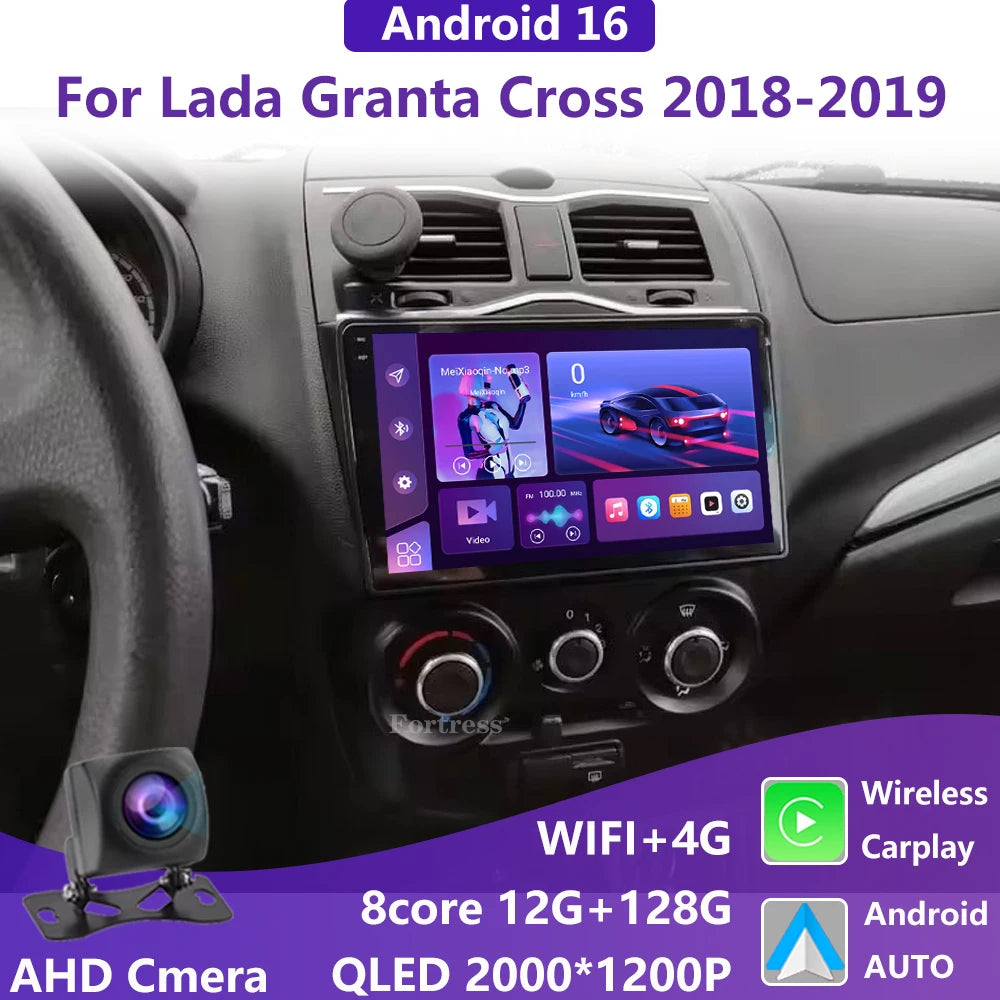 Car Radio Android 16 For LADA Granta Cross 2018 - 2023 BT Head Unit Autoradio Viedo Player 5G WIFI DVD Multimedia GPS