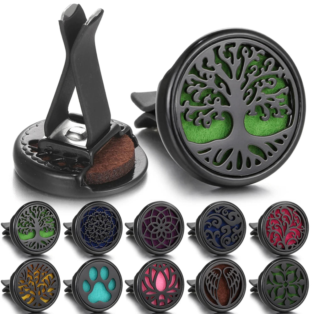 Black Perfume Diffuser Clip Auto Vent Car Air Freshener Alloy Stainless Steel Aroma Aromatherapy Essential Oil Diffuser Locket