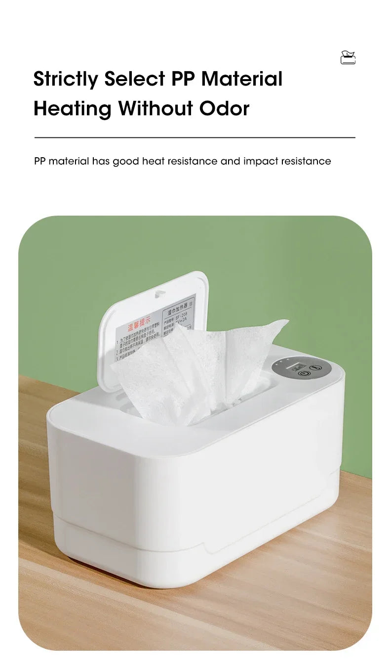 Baby Wet Wipe Heater Warmer with LED Display Wet Towel Dispenser Portable USB Baby Wipe Warmer Napkin Heating Box Home/Car