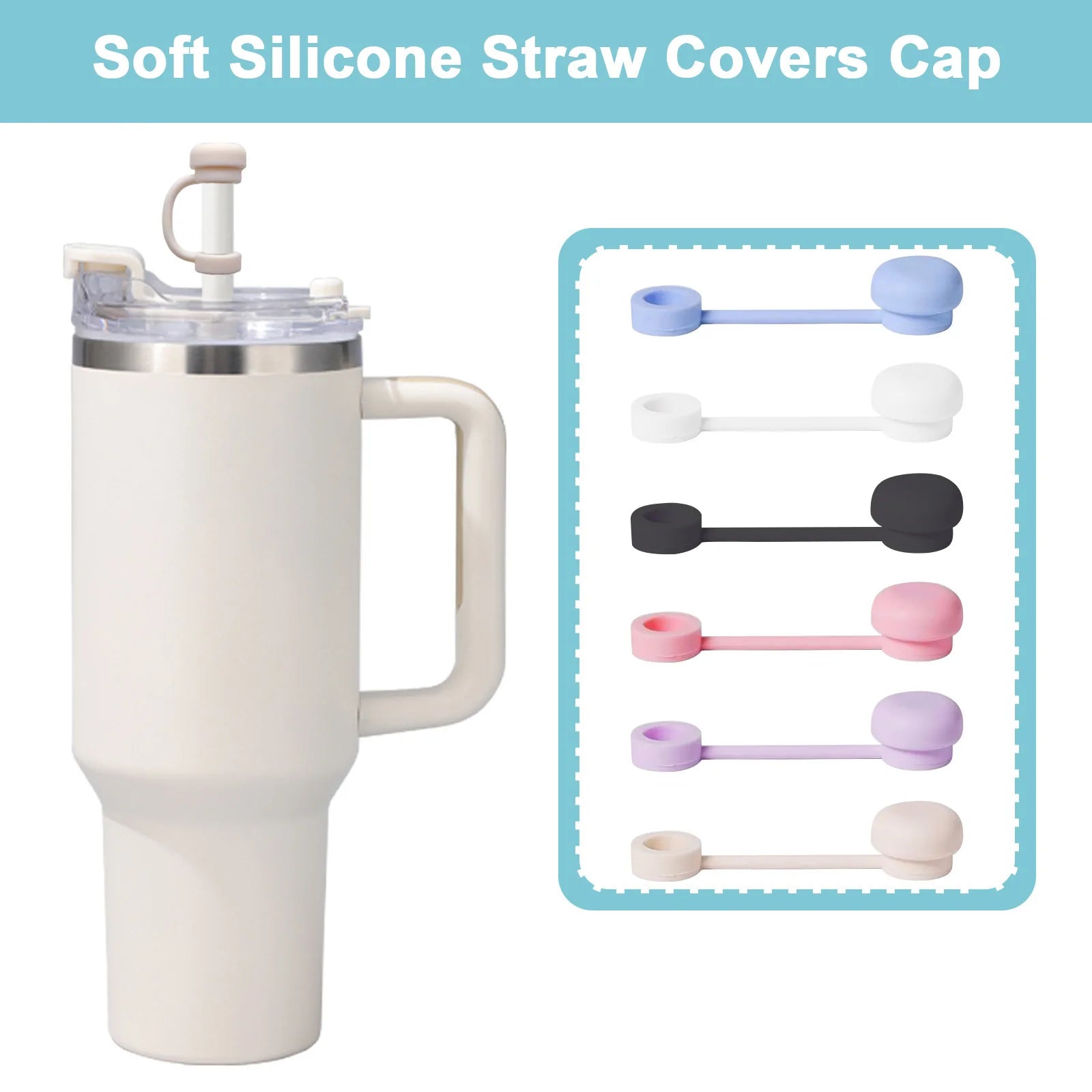 2026 Straw Covers Cap Reusable Silicone Straw Toppers For Stanley Cup Leak-Proof Dust Proof Straws Cover Tumbler Accessories