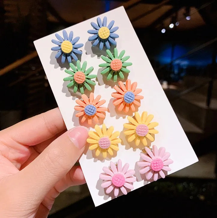 clip on earing girls children Pink jewelry child clip earrings Butterfly Shell Star flower ear clip for kids gift 5 Pairs