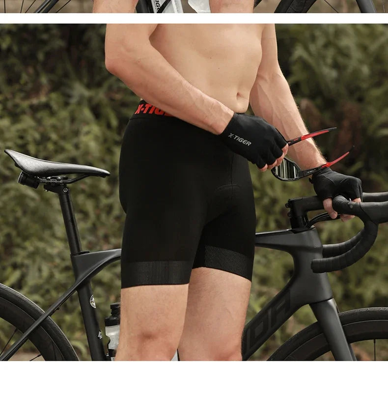X-TIGER Cycling Underwear Men's Shorts 5D Padded Breathable Sports Riding Bike Bicycle MTB Liner Shorts with Anti-Slip Leg Grips
