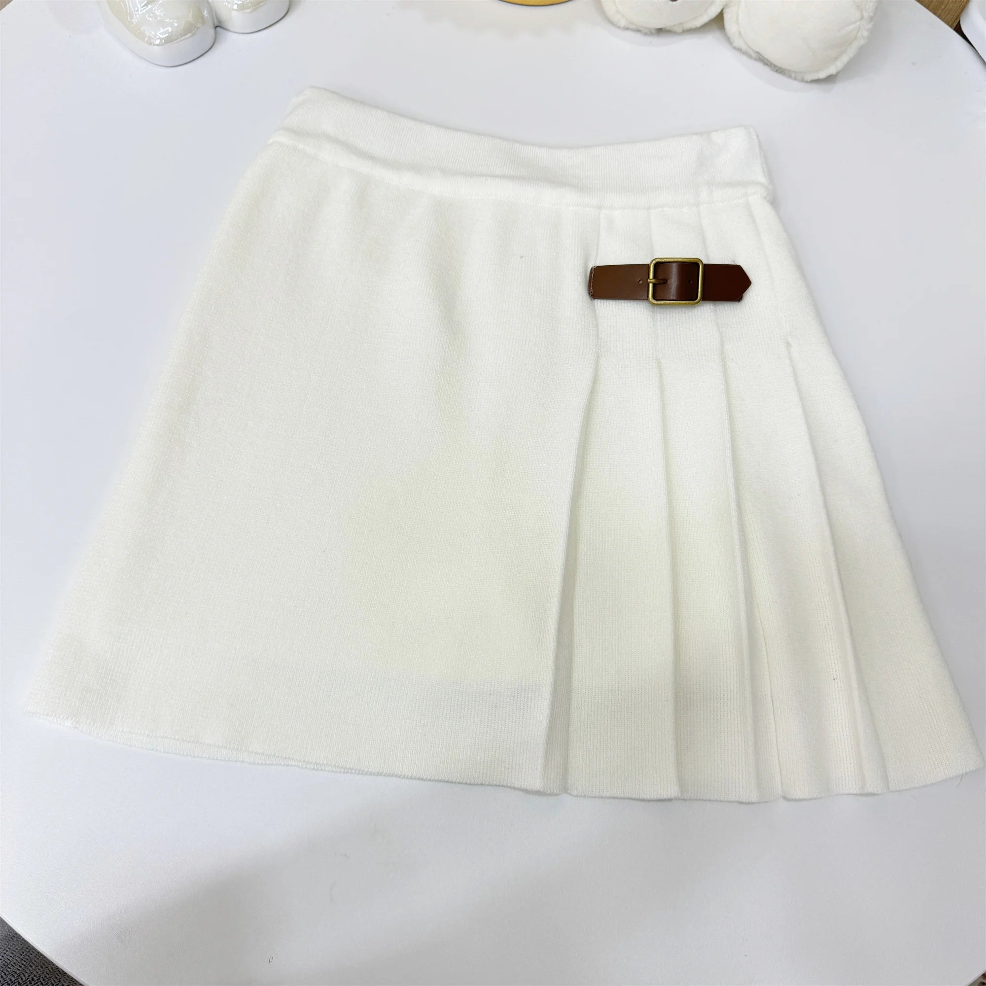 French Small Fragrance Knitted Two Piece Set For Womem Summer New High-end Wool Crop Top And Pleated Short Skirt Sets F689