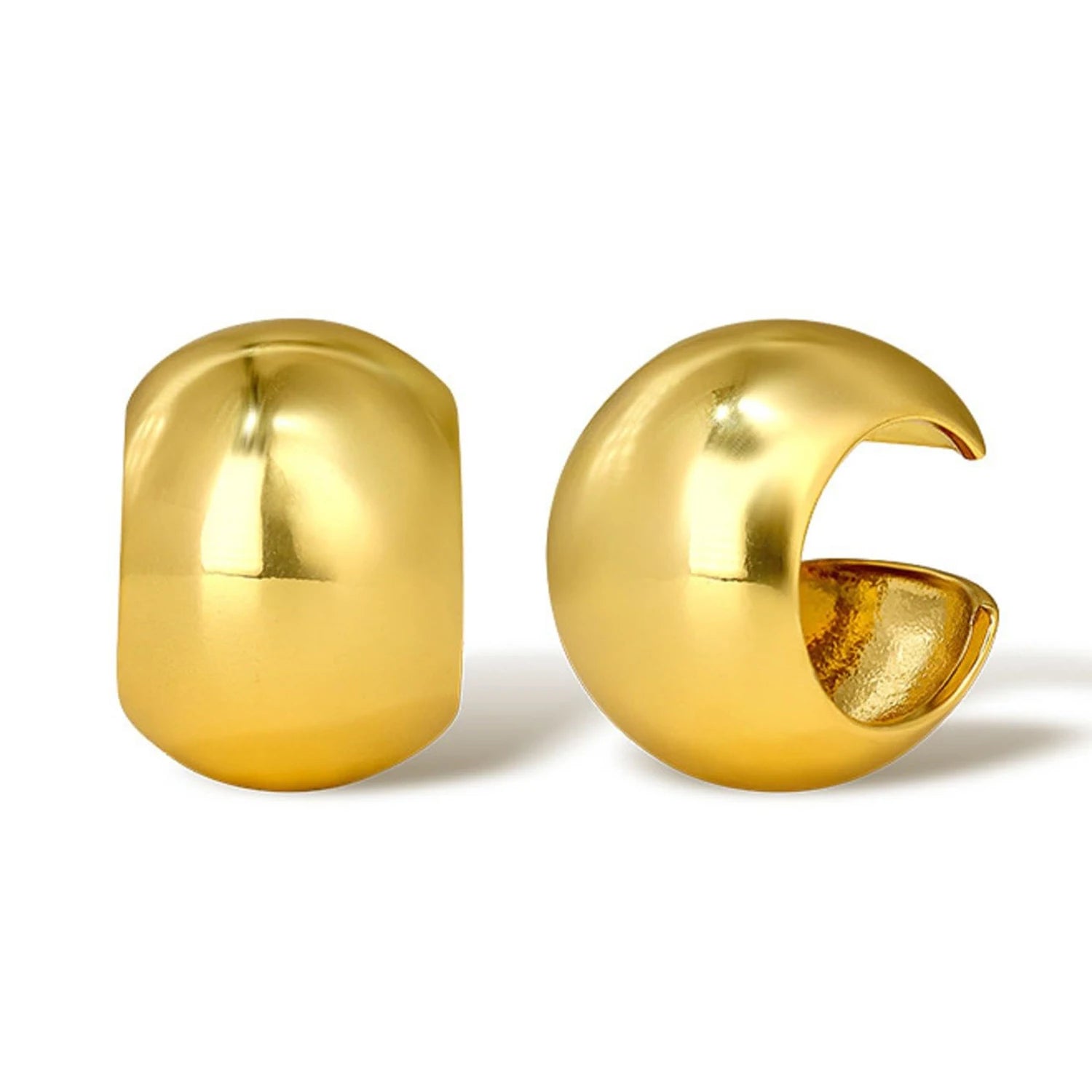 Smooth C-shaped No Piercing Ear Clips for Women Chunky Solid Metallic Earclip Earrings Fake Cartilage Cuff Earrings Punk Jewelry