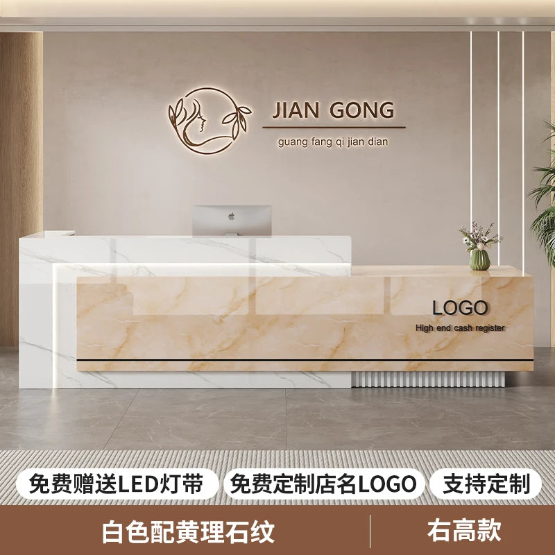 Customized Premium Desk Table Glamour Luxury Simple Elegant Reception Desk Modern Design Recepcion Mostrador Office Furniture