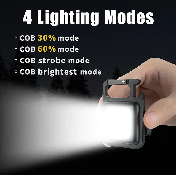 Super Bright 1500LM Work Light COB 500mah LED Flashlight Pocket Keychain USB Rechargeable Waterproof For Outdoor Camping