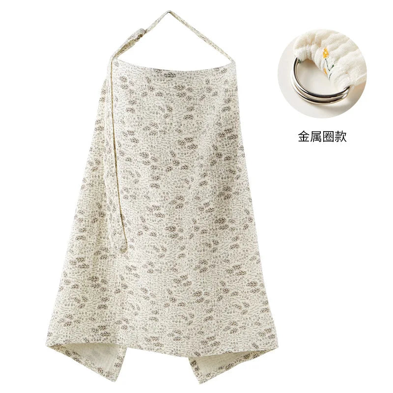 Nursing Cover Breastfeeding Privacy Baby Feeding Shawl, Breathable Cotton Muslin Adjustable Nursing Wrap for Moms