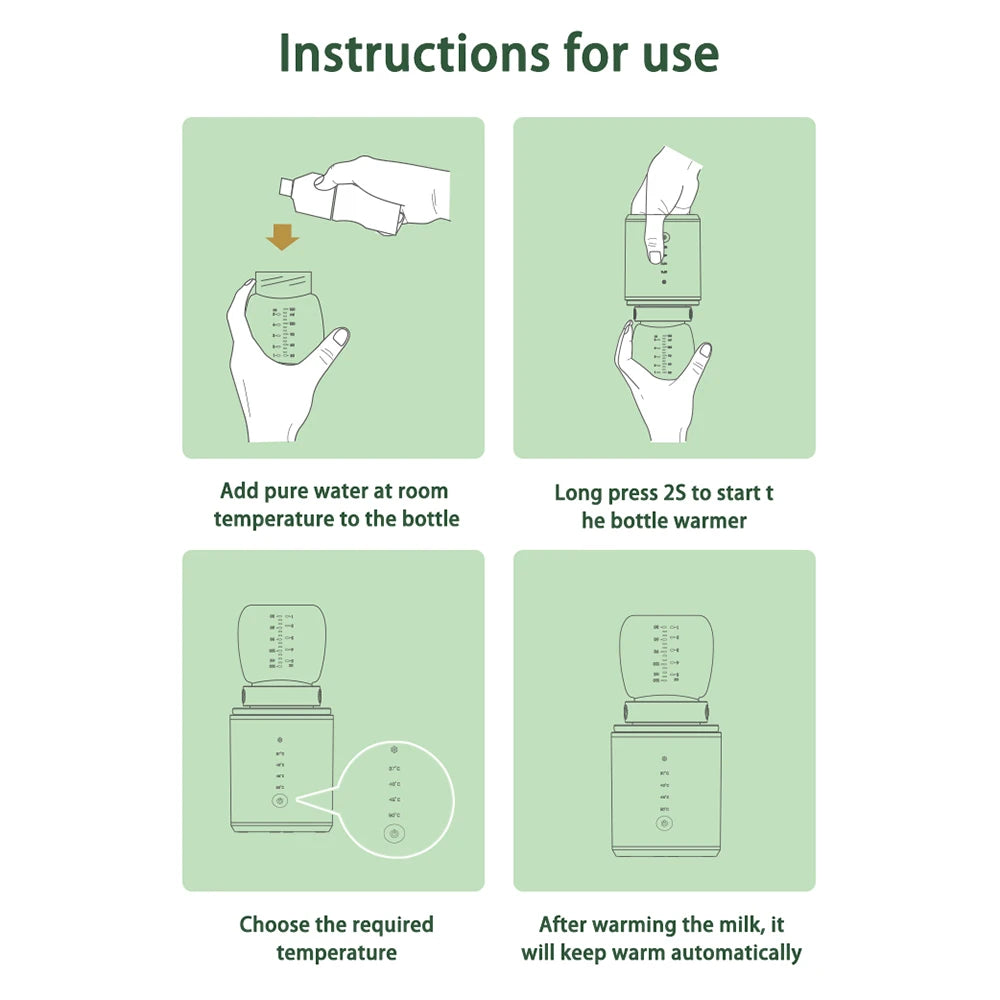 N1 Baby Bottle Warmer All-In-One USB Rechargeable Heater Portable Wireless Milk Heater with Sterilizer with 2 Adapters