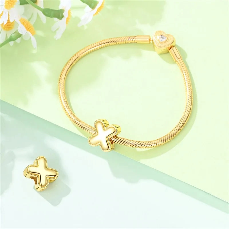 New Hot Sales 925 Sterling Silver 26 Golden Letters Charms Bead Fit Original Bracelet DIY Women Birthday Jewelry Gifts
