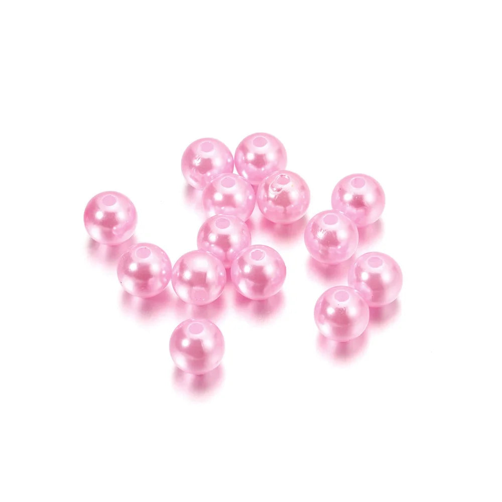 10-1000pcs/lot 3-20mm Straight Holes Acrylic Imitation Pearl Beige Bracelet Round Beads For DIY Craft Jewelry Making Supplies