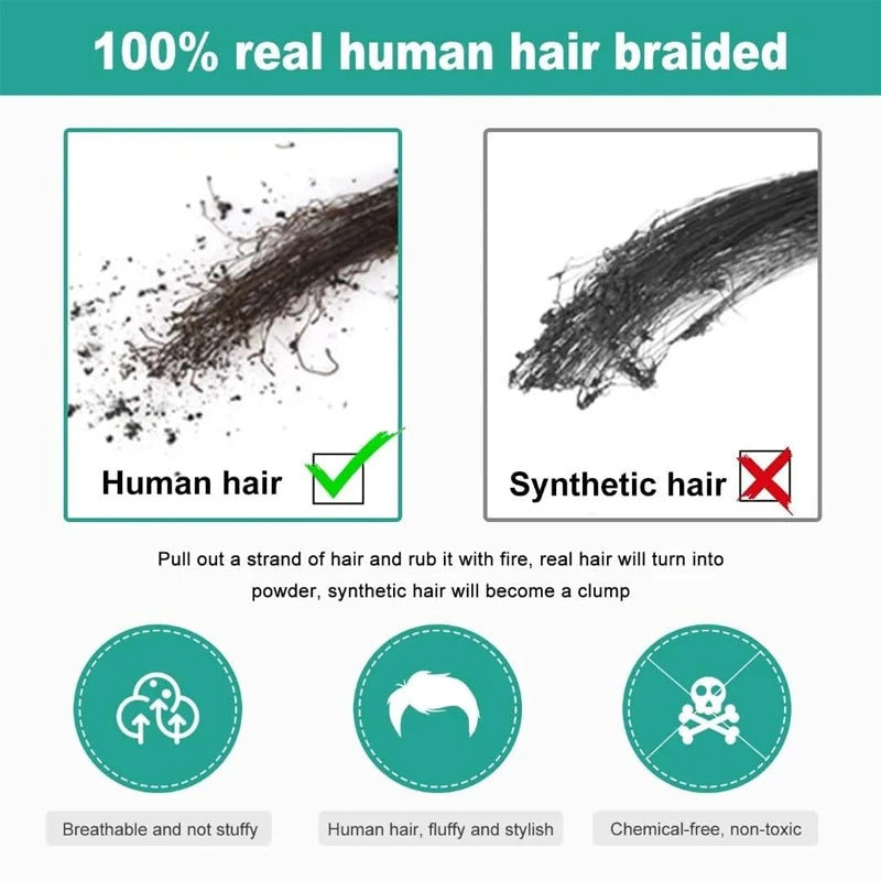 100% Human Hair Men PU V Loop Front Toupee Carefully Prune Natural Hairline Wigs Remy Hair Replacement Straight Hairpiece