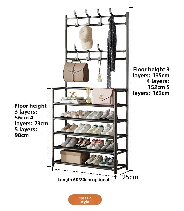 Multi-layer Door-mounted Shoe Hat Rack - Simple Assembly Household Integrated Multi-functional Storage Cabinet for Home Use