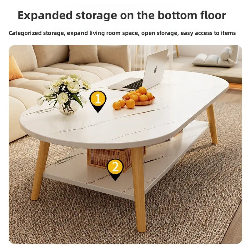 Coffee table living room small apartment multi-functional small tea table Nordic simple homestay double-layer small table