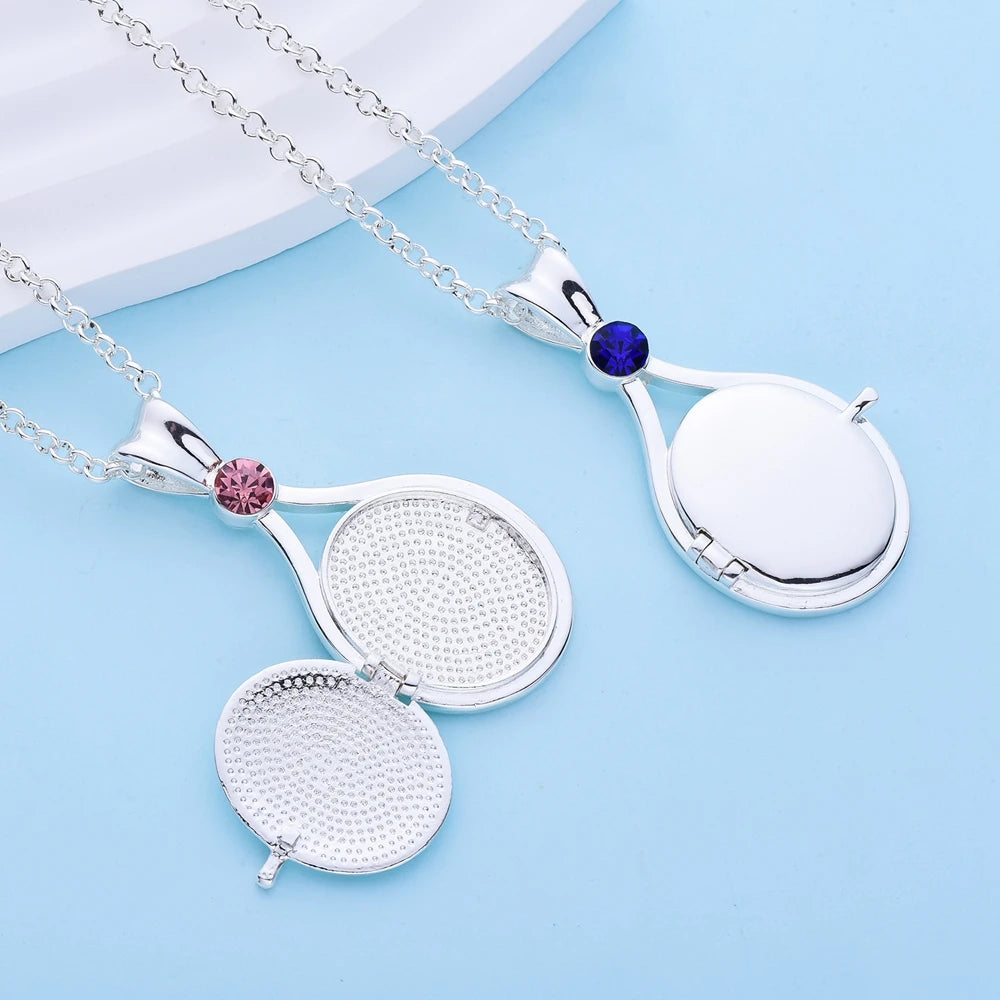 H2O Locket Pendant Necklace Mermaid Silver Color with Crystal Just Add Water Necklaces TV Movies Jewelry for Women Girls