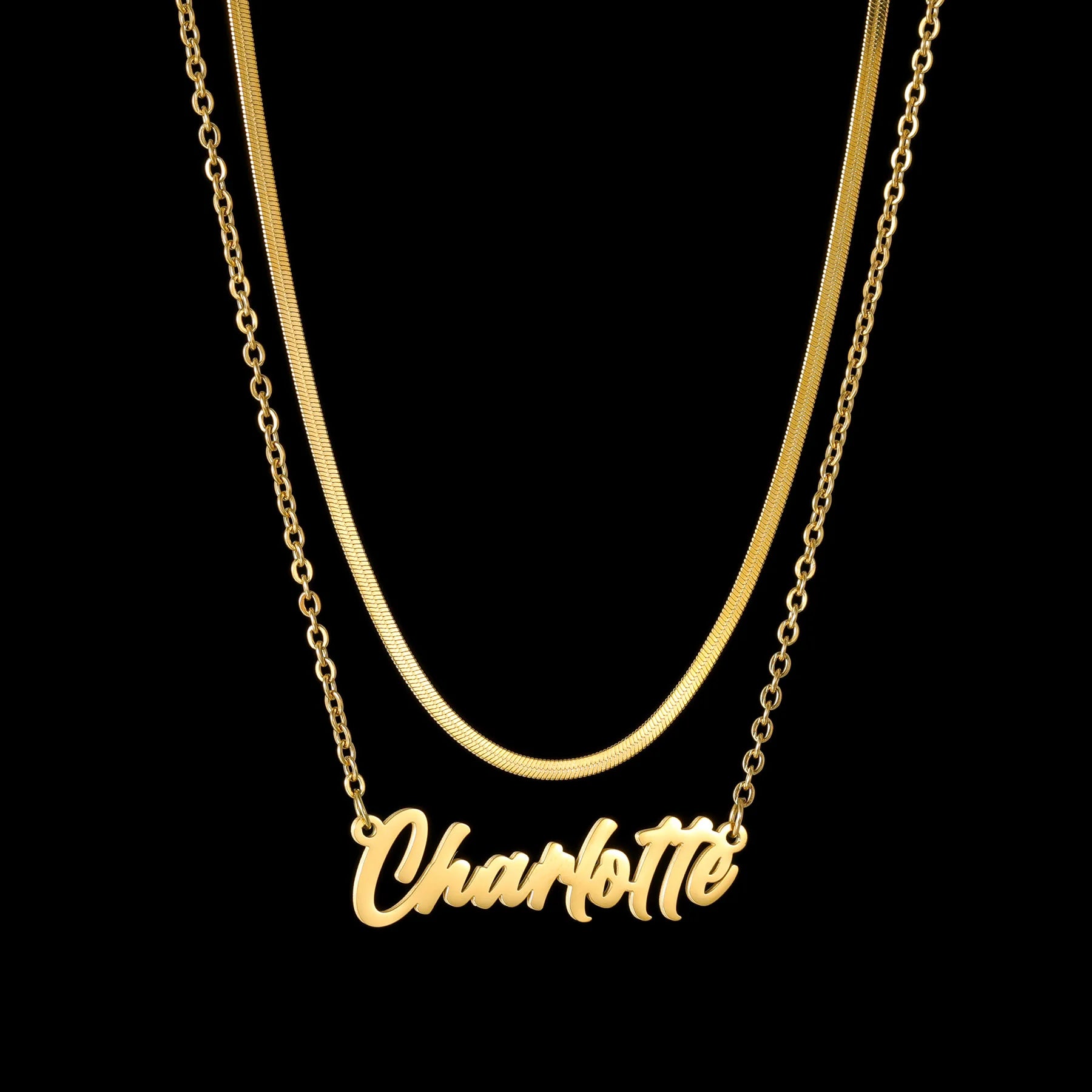Atoztide Personalized Custom Name Necklaces for Women Stainless Steel Wave Chain Collares Pendant Mother Kids Jewelry Gift