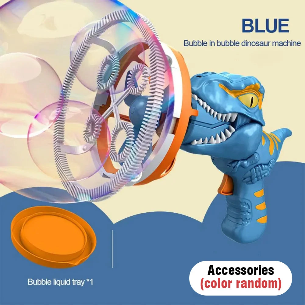 2 In 1 Large Bubbles Dinosaur Soap Bubble Electric Gun Toy Children's Outdoor Party Interactive Games for Kids Boys Girls Kids