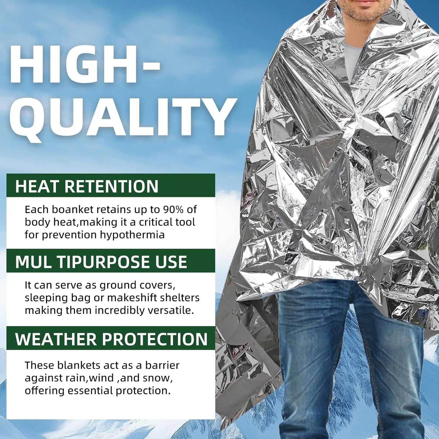 5-30Pc Outdoor Emergency Gold-Sliver Survival Blanket Waterproof First Aid Rescue Curtain Foil Thermal Military Blanket130X210Cm