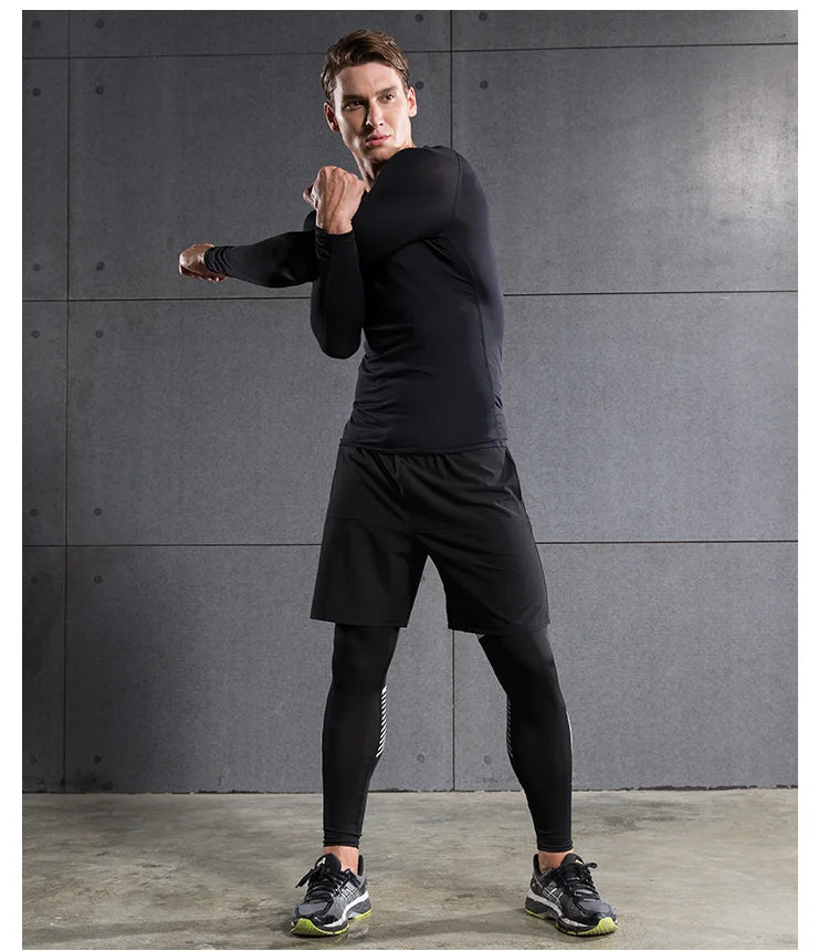 Compression Running Top Men Long Sleeve Shirt For Male Gym Clothing Quick Dry Sportswear Fitness Tee Training Workout Muscle Top