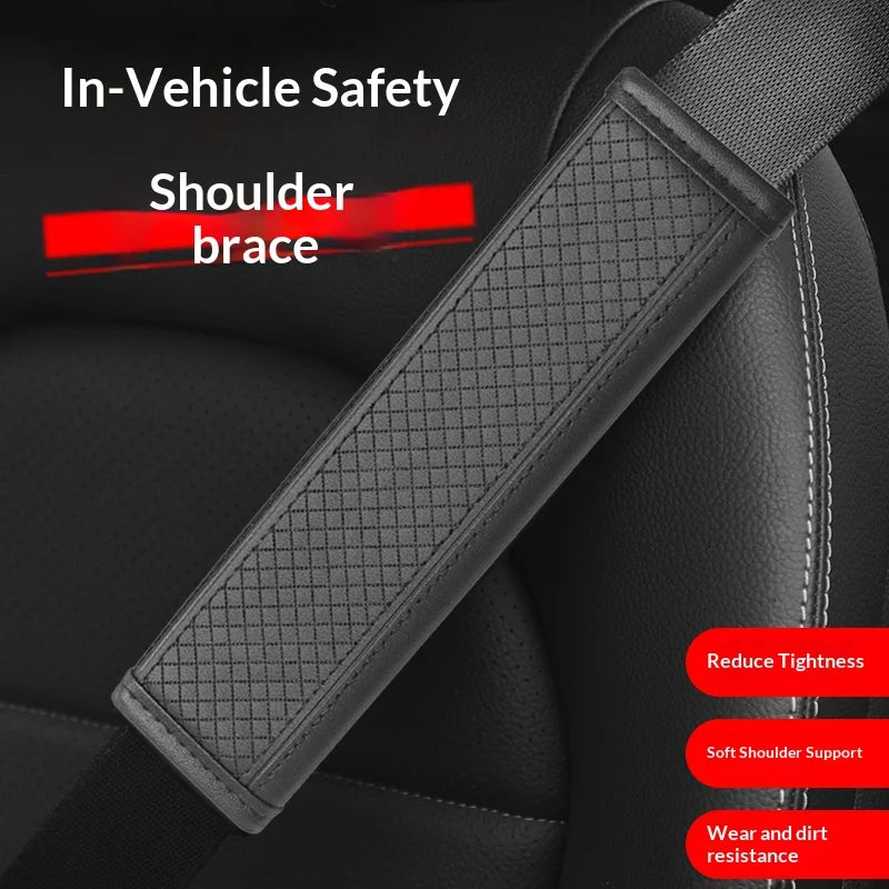 1PCS Car Seat Belt Protective Cover Anti-neck Strangling Skin-feel Leather Fine Hole Car Seat Belt Shoulder Guard Cover