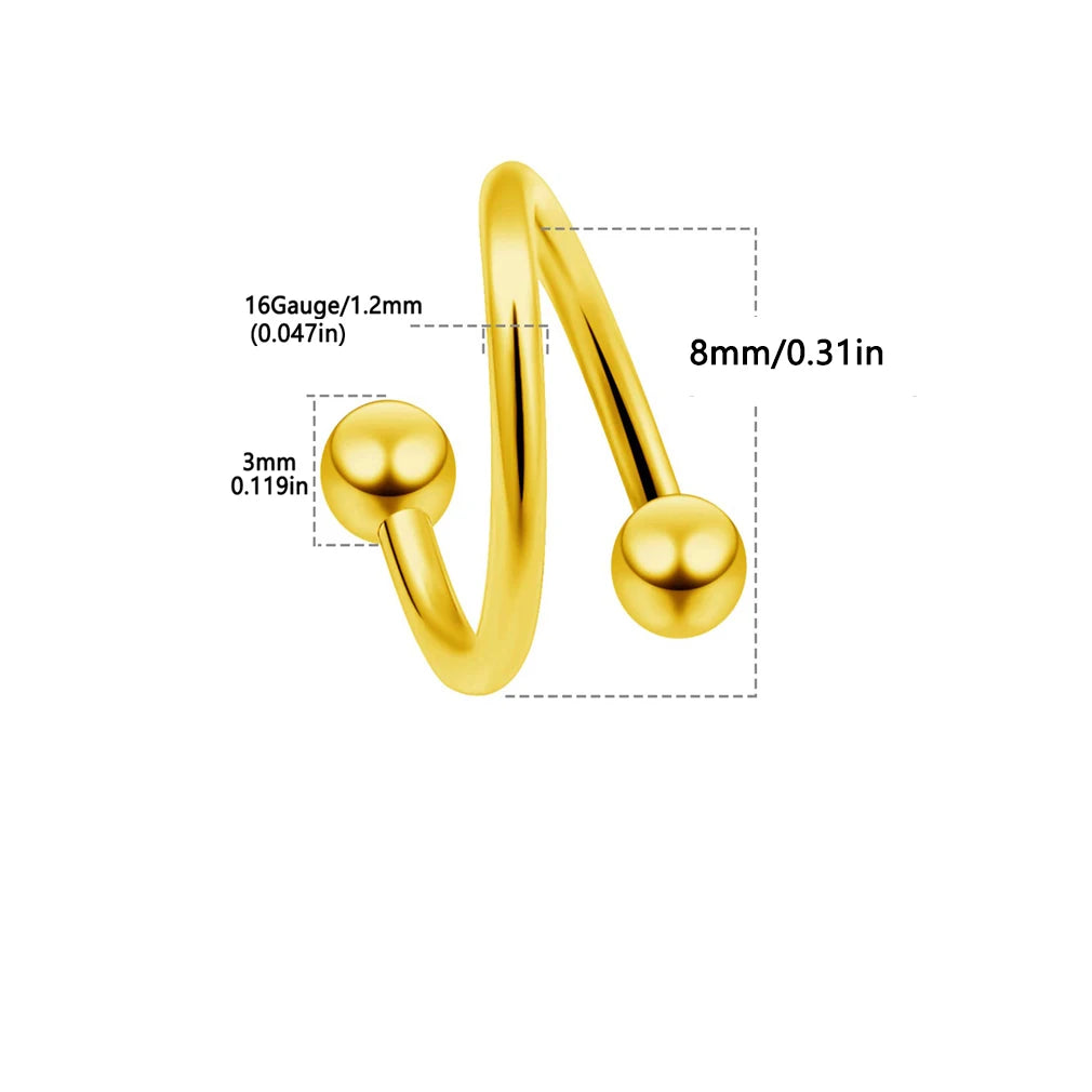 Women's Spiral Earrings Piercing Jewelry Multi-Use Body Jewelry - Lips Nose Septum Tragus Rook Labret Cartilage Hoop Rings Gift