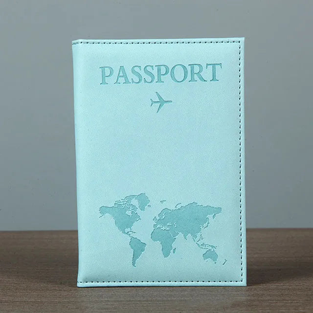 Lover The World Map Passport Cover Hot Stamping Simple Plane Women Men Travel Passport  Case Holder Fashion Wedding Gift
