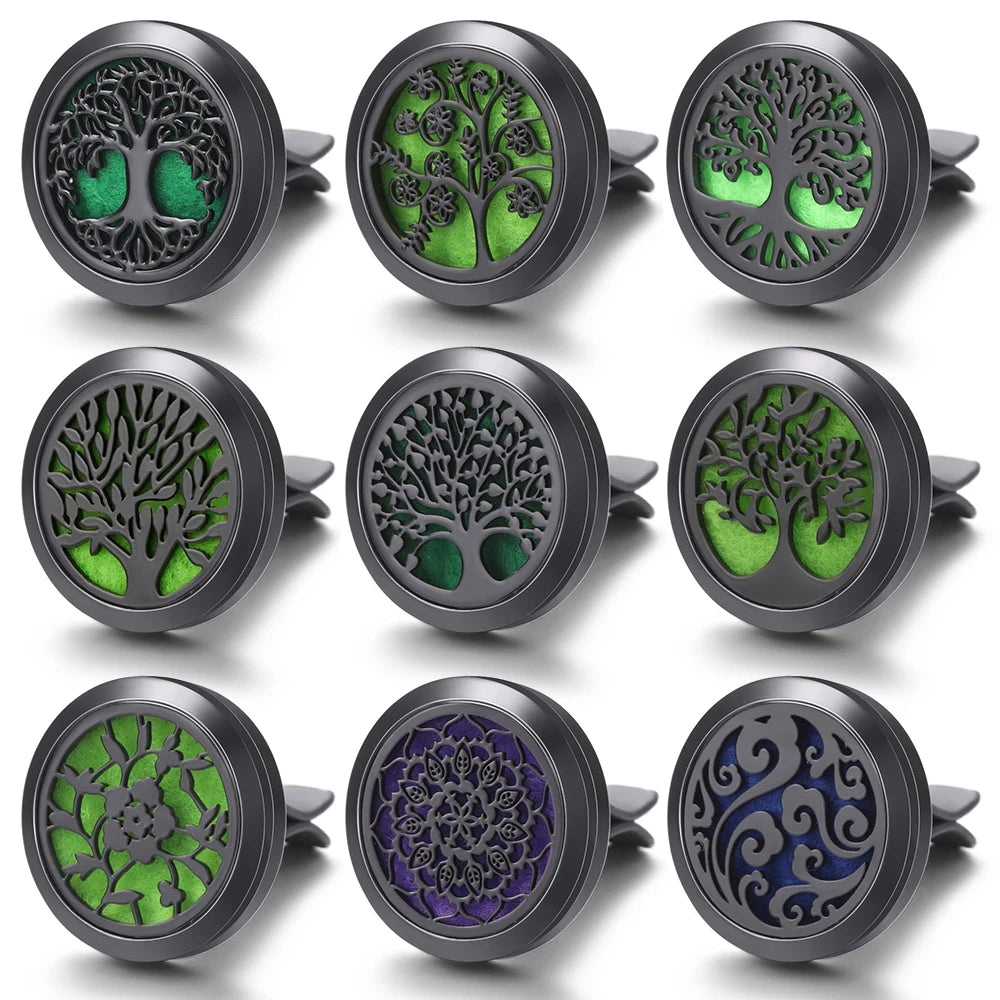 New Car Air Freshener Diffuser Clip Black Hollow Pattern Aromatherapy Lockets Essential Oil Perfume Pendant Car Ornaments Gift
