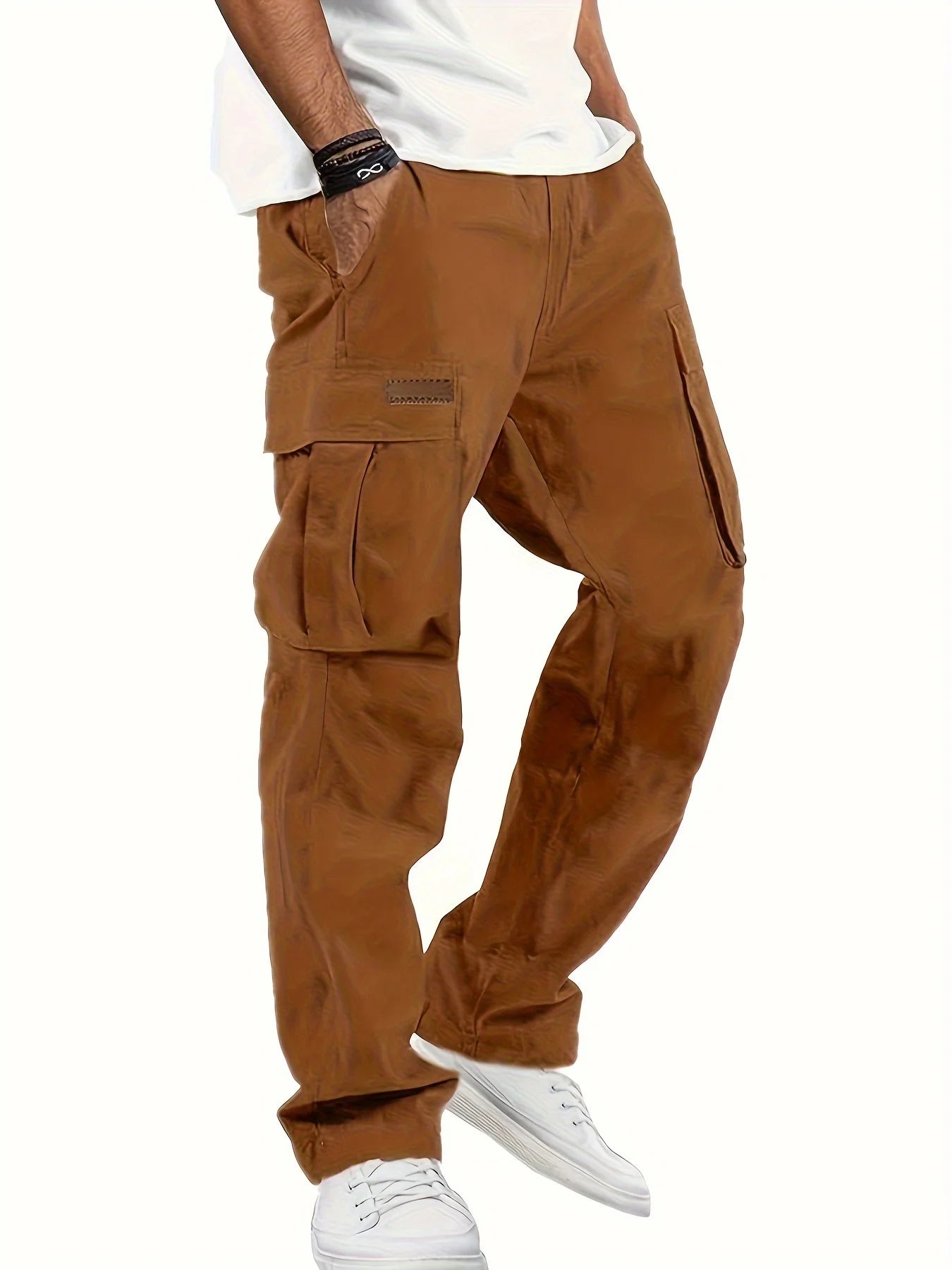 American style high street multi pocket workwear pants for men's new trendy loose straight leg versatile casual long pants
