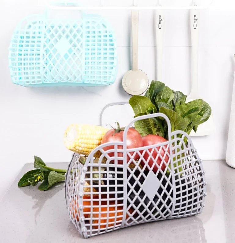 Detachable Shower Plastic Bath Bathroom Hollow Wash Storage Shopping Basket Home Storage Organization