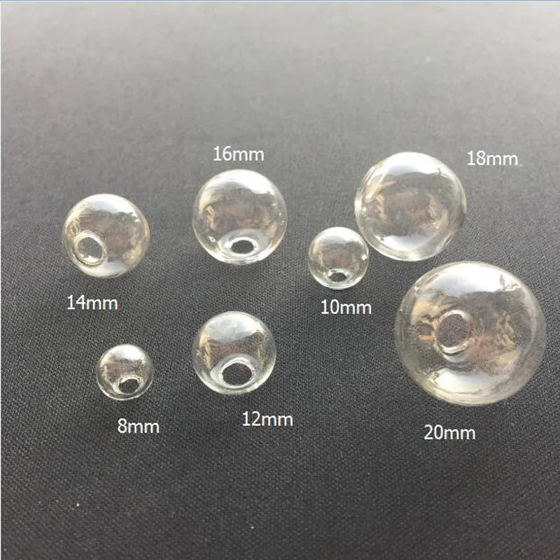 10piece 6-40mm Hollow Glass Ball With One Hole Round Bubble Vial Glass Globe Orbs Jewelry Findings Glass Locket Accessories