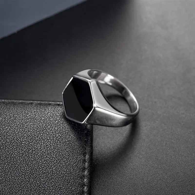 Jiayiqi Men'S Ring Punk Rock 316L Stainless Steel Signet Ring For Men Hip Hop Party Jewelry Male Wedding Gift Custom accept