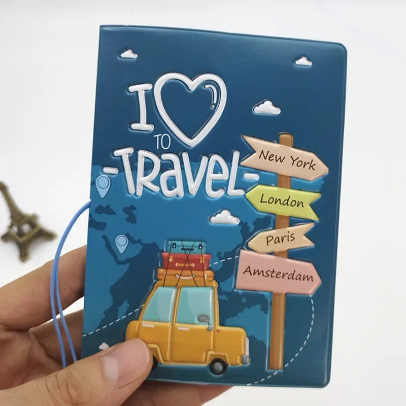 Fashion Emboss Women's Passport Cover Print Girls Boys ID Card Holder Travel Ticket Passport Case Drop Shipping