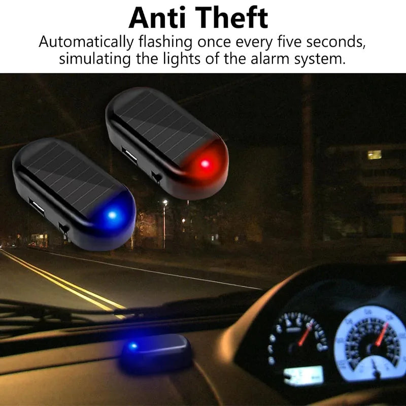1/2Pcs Car Fake Security Light Solar Powered Simulated Dummy Alarm Wireless Warning Lamp LED Flashing Anti Theft Caution Lamp