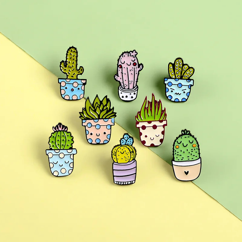 Cactus cactus balls succulent Enamel Pin Brooch Cartoon Women Men Denim Jackets Lapel Pins Backpack Badges Kids Fashion Jewelry