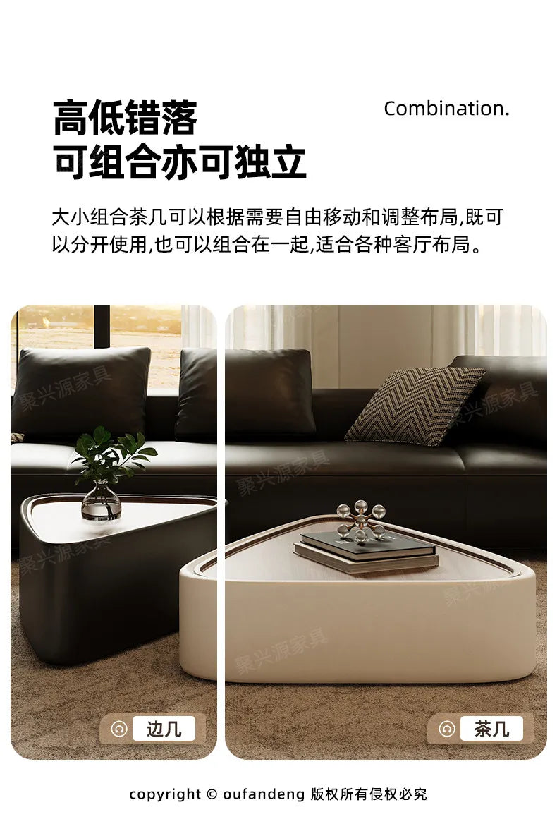 Coffee Table Living Room Small Space Luxury Cream Designer Simple Solid Wood Minimalist Storage Nordic Round Center Furniture