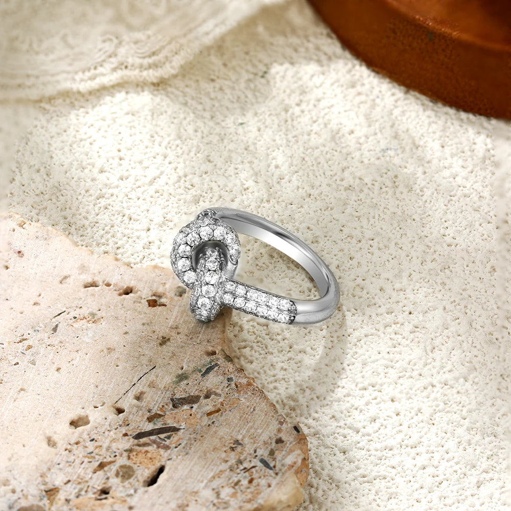 Colored Zircon  Intersection Ring Classic  Design Style Stainless Steel Waterproof Anti Fading Geometry Lady Unique Jewelry Gift