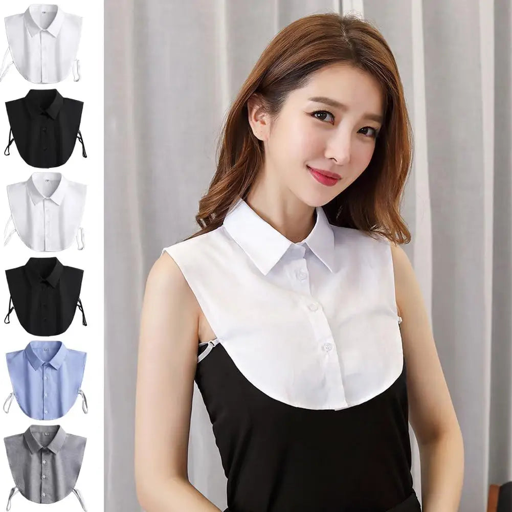 Fake Collar Detachable Collar for Women Girls Shirts Dickey Half False Blouse Dickey Tops Solid Color False Collar White/Black